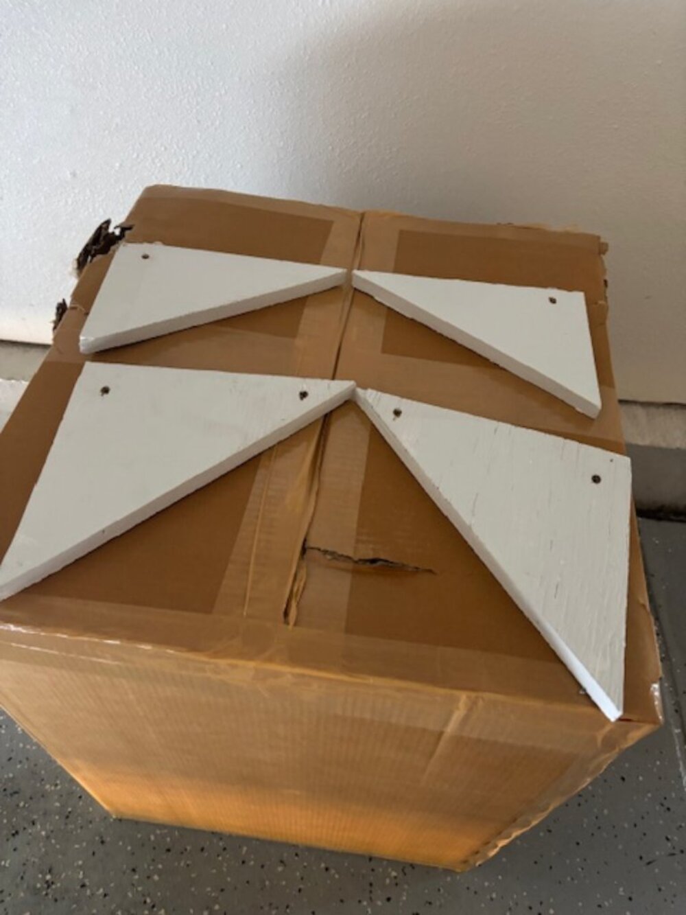 Four White Wooden Triangular Shelves - SALE! Floating corner shelves